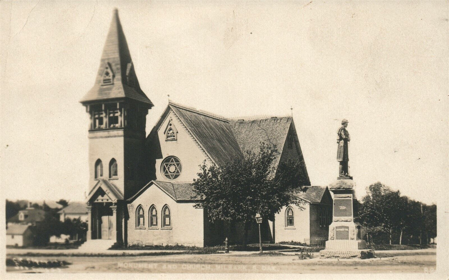 MILLBANK SD CIVIL WAR MONUMENT APPOMATOX CHURCH ANTIQUE REAL PHOTO POSTCARD RPPC