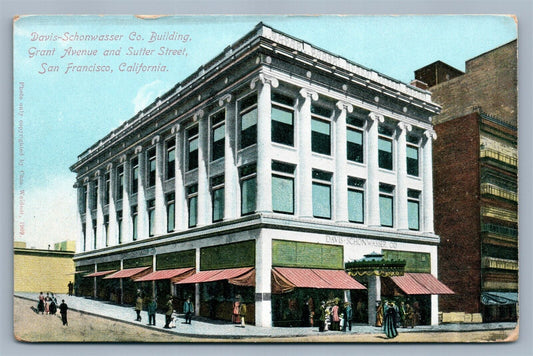 SAN FRANCISCO CA DAVIS-SCHONWASSER CO. BUILDING GRANT AVE. ANTIQUE POSTCARD