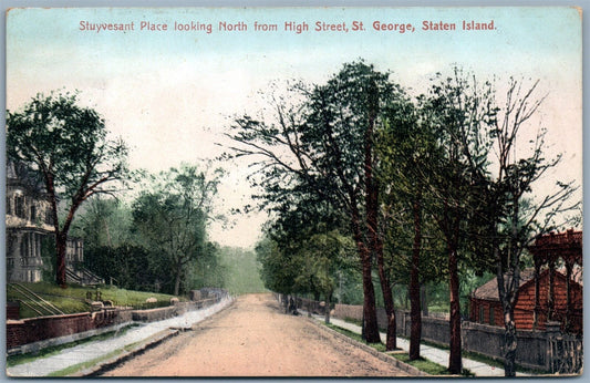 STATEN ISLAND NY STUYVESANT PLACE ST.GEIRGE 1908 ANTIQUE POSTCARD