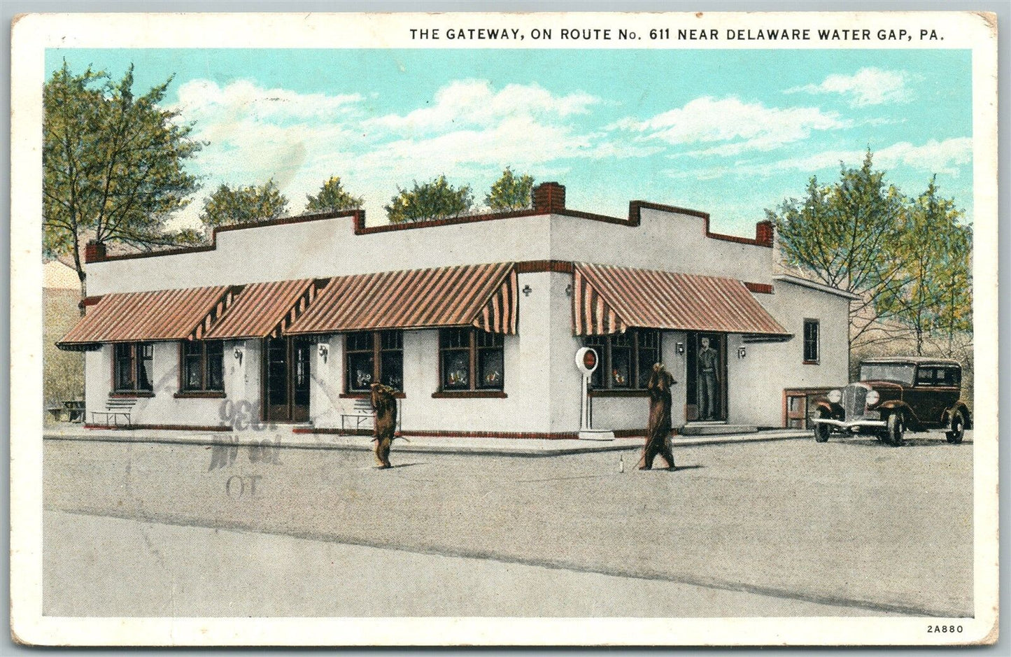 DELAWARE WATER GAP PA THE GATEWAY 1936 VINTAGE POSTCARD