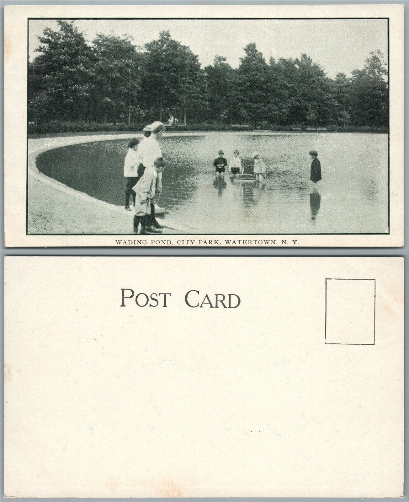 WATERTOWN N.Y. WADING POND CITY PARK UNDIVIDED ANTIQUE POSTCARD