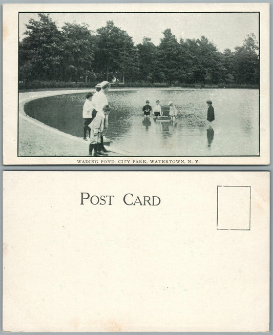 WATERTOWN N.Y. WADING POND CITY PARK UNDIVIDED ANTIQUE POSTCARD