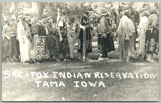 SAG & FOX INDIAN RESERVATION TAMA IOWA 1941 VINTAGE REAL PHOTO POSTCARD RPPC