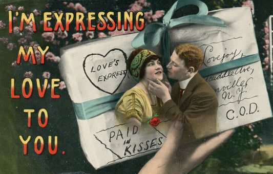 LOVE'S EXPRESS PAID IN KISSES ROMANTIC ANTIQUE POSTCARD