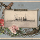 JAPANESE 1908 VISIT OF AMERICAN FLEET ANTIQUE POSTCARD w/ STAMP
