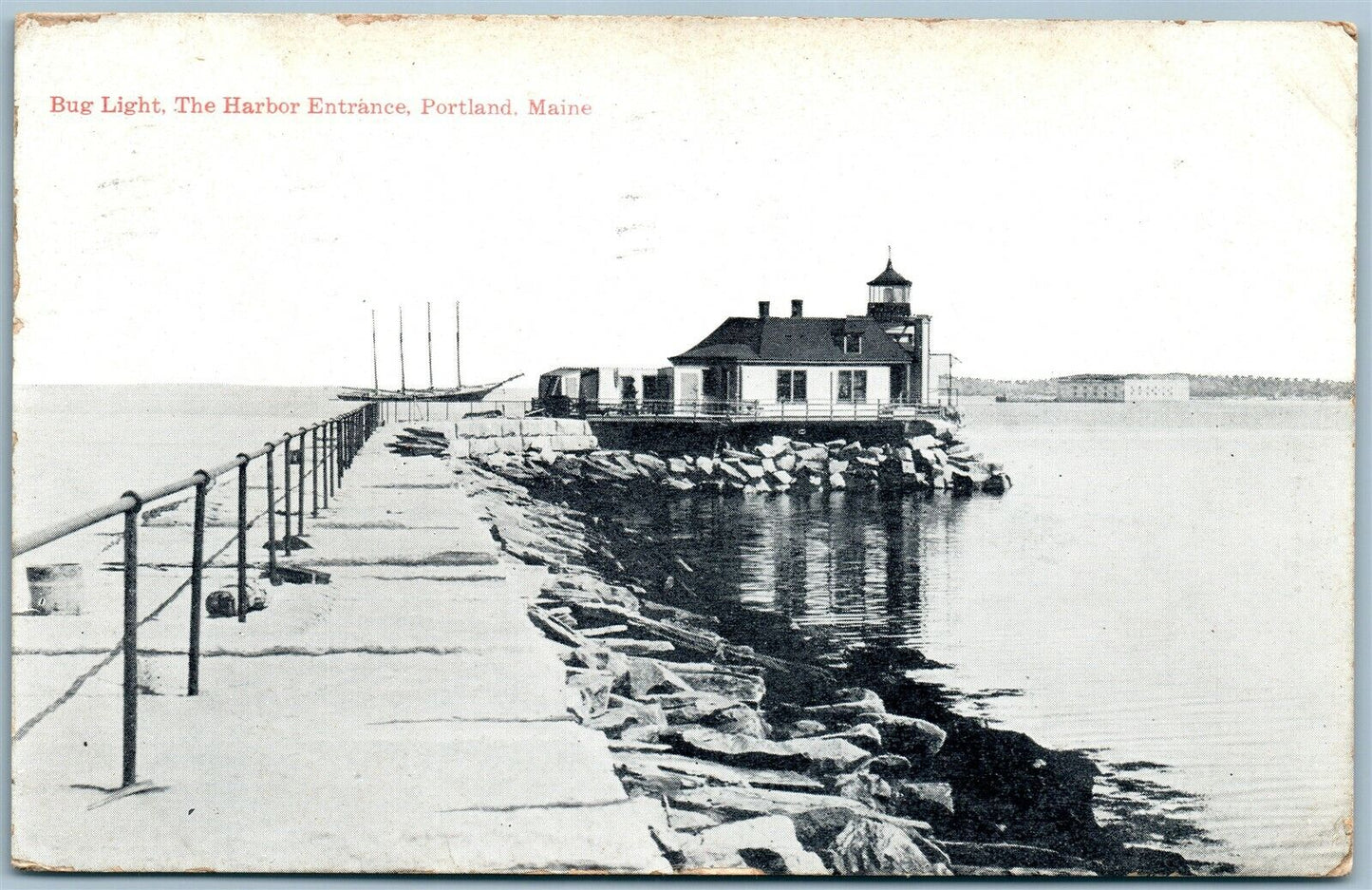 PORTLAND ME BUG LIGHT ANTIQUE POSTCARD