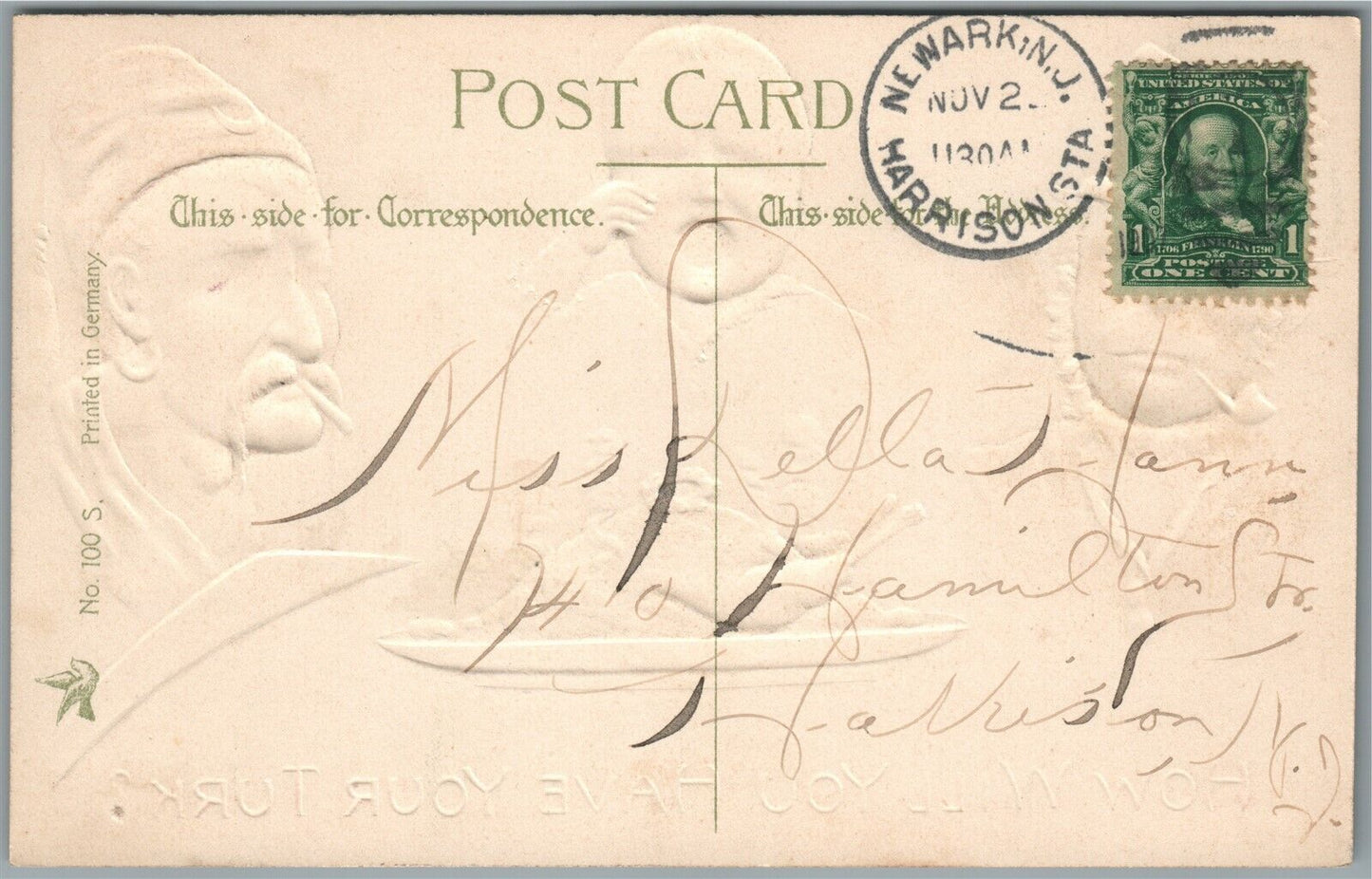 AMERICAN VS. REAL TURK ANTIQUE POSTCARD