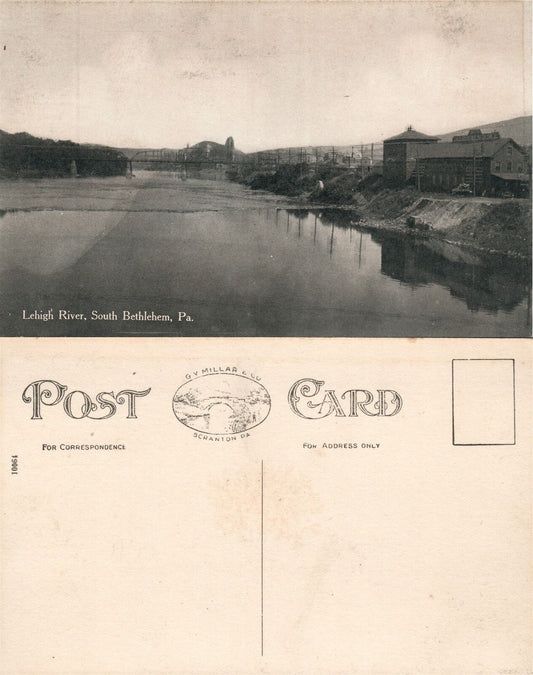 SOUTH BETHLEHEM PA LEHIGH RIVER ANTIQUE POSTCARD