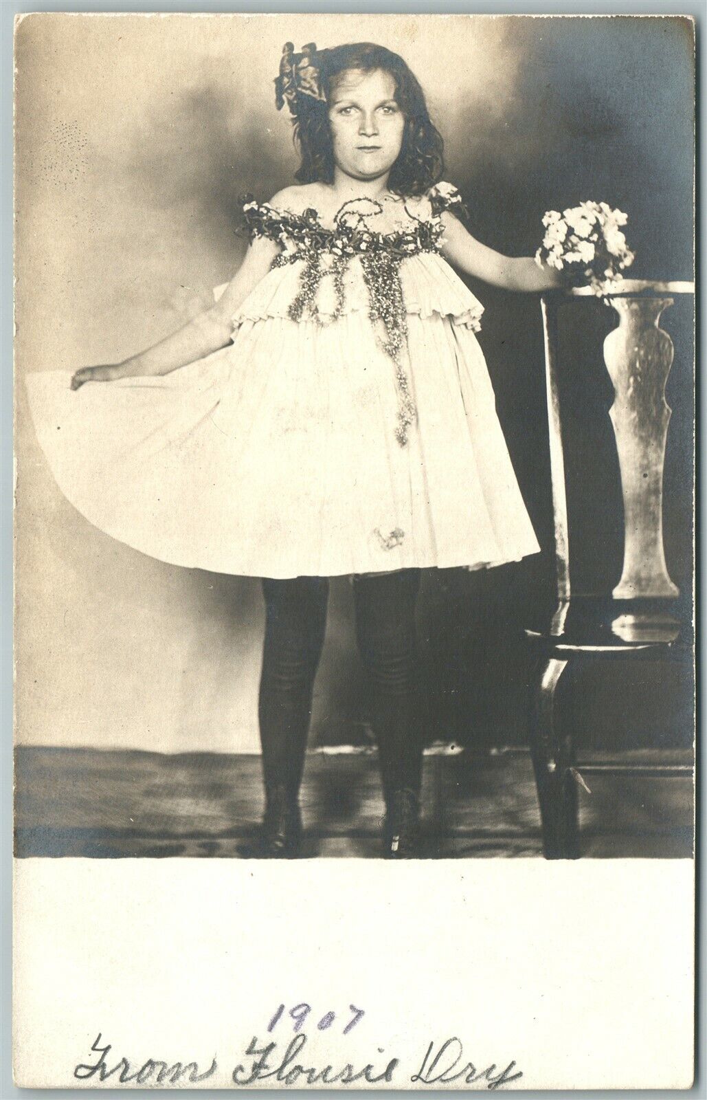 WELL DRESSED GIRL ANTIQUE RPPC REAL STUDIO PHOTO POSTCARD