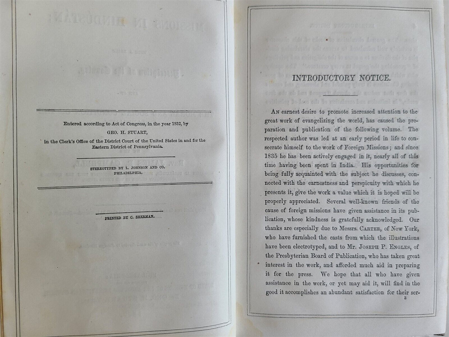 1853 MISSIONS in HUNDISTAN w/ DESCRIPTION of INDIA antique ILLUSTRATED