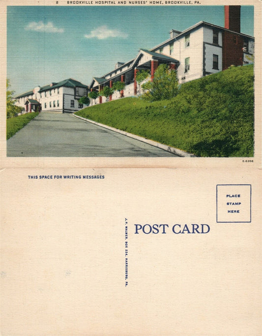 BROOKVILLE PA HOSPITAL & NURSES' HOME VINTAGE POSTCARD
