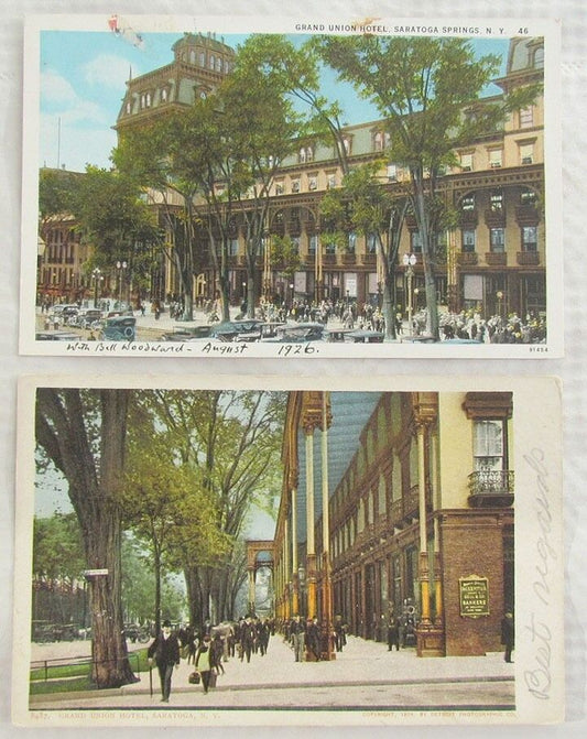 LOT OF 2 ANTIQUE POSTCARDS GRAND UNION HOTEL SARATOGA SPRINGS N.Y.