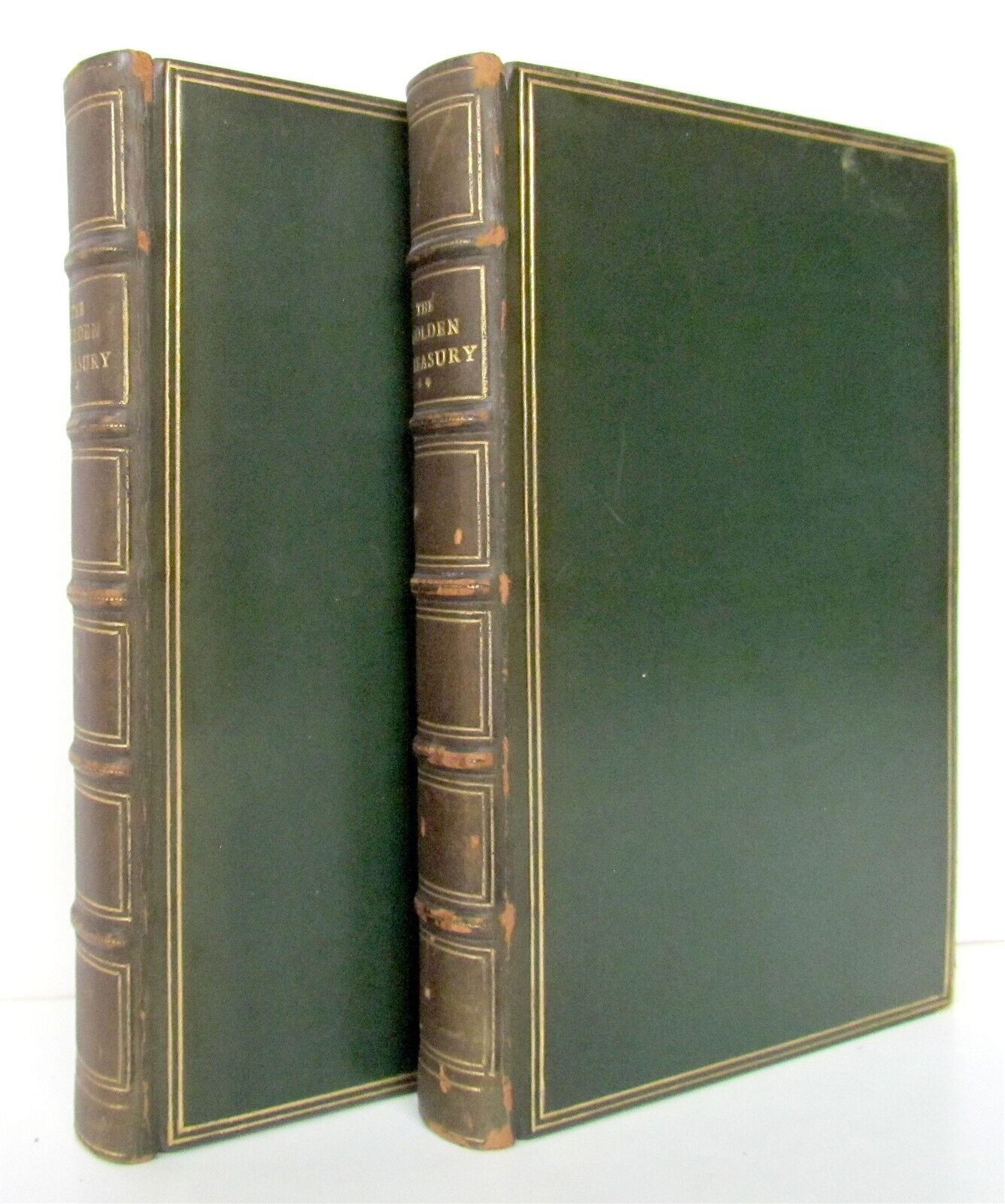1921-24 GOLDEN TREASURY FRANCIS PALGRAVE 2 volumes FINE SIGNED BINDINGS antique