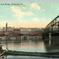 PITTSBURG PA HERR'S ISLAND & BRIDGE 1914 ANTIQUE POSTCARD