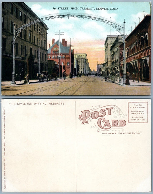 DENVER CO 17th STREET FROM TREMONT ANTIQUE POSTCARD