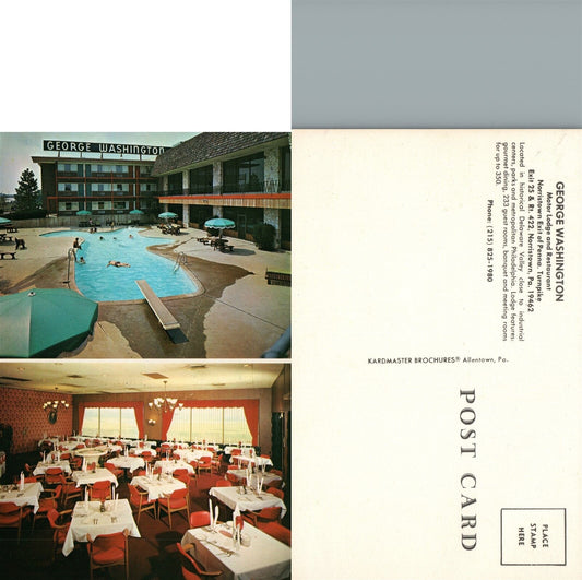 NORRISTOWN PA GEORGE WASHINGTON MOTOR LODGE & RESTAURANT VINTAGE POSTCARD
