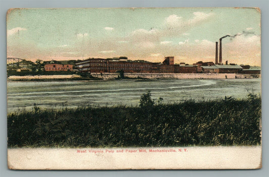 MECHANICVILLE NY WEST VIRGINIA PULP & PAPER MILL ANTIQUE POSTCARD