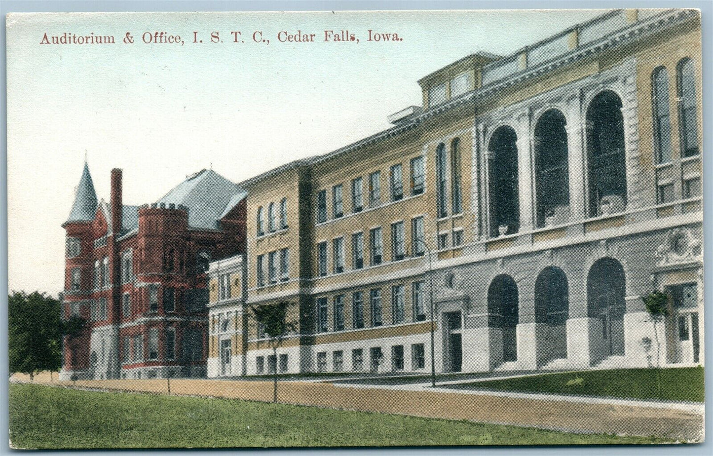 CEDAR FALLS IA I.S.T.C. AUDITORIUM & OFFICE ANTIQUE POSTCARD