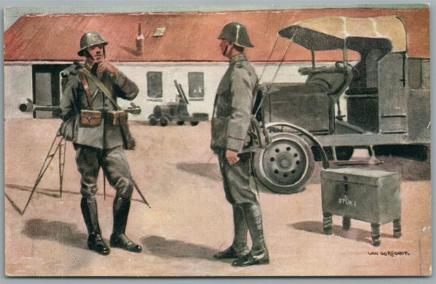WWII ERA SOLDIERS ANTIQUE POSTCARD
