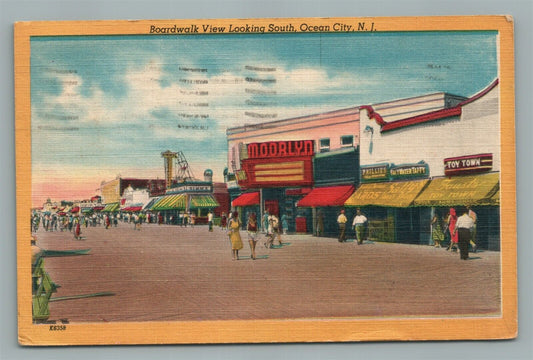 OCEAN CITY NJ BOARDWALK VIEW VINTAGE POSTCARD