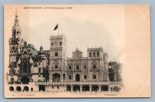 1900 PARIS EXPOSITION ANTIQUE POSTCARD l'ALLEMAGNE L'ESPAGNE