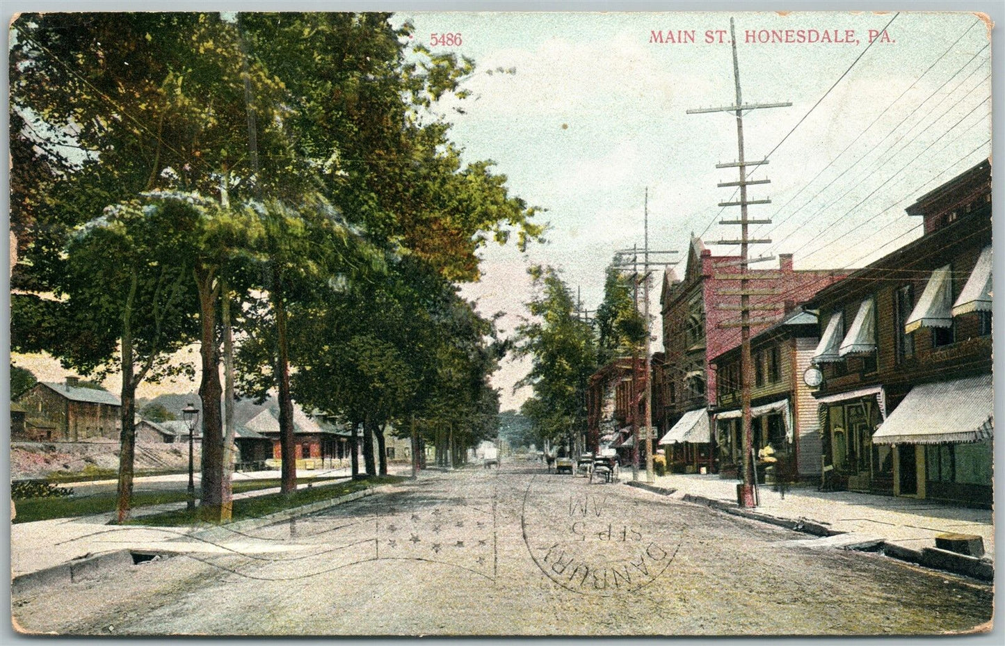 HONESDALE PA MAIN STREET 1907 ANTIQUE POSTCARD