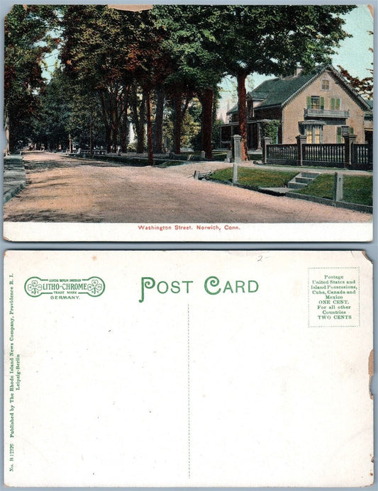 NORWICH CT WASHINGTON STREET ANTIQUE POSTCARD