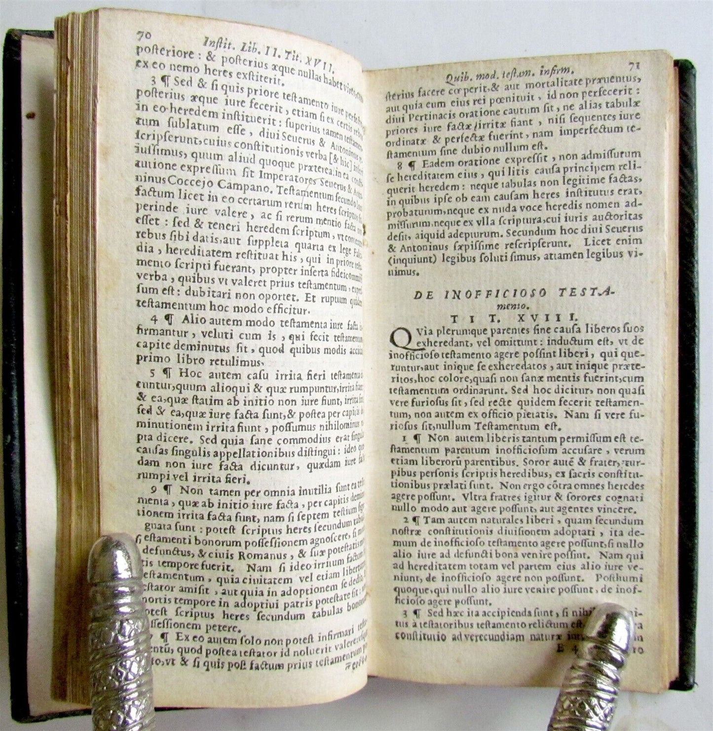 1649 IMPERATORIS JUSTINIANI INSTITUTIONUM LIBRI III antique