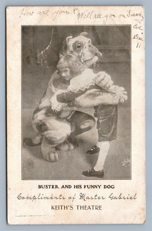 KEITH'S THEATRE ANTIQUE POSTCARD BUSTER & HIS FUNNY DOG