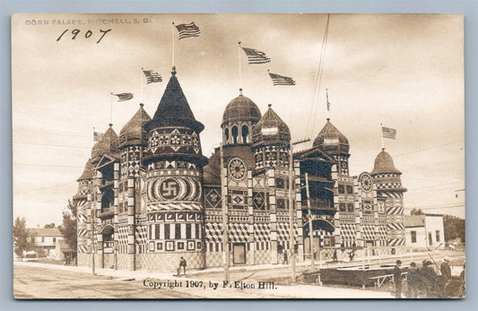 MITCHELL SD CORN PALACE 1907 ANTIQUE REAL PHOTO POSTCARD RPPC by ELTON HILL