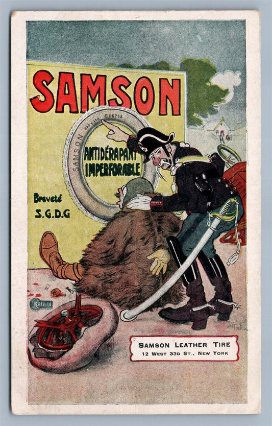 NEW YORK NY 33rd STREET SAMSON TIRE ADVERTISING PRIVATE MAILING ANTIQUE POSTCARD