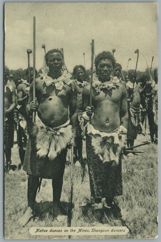 AFRICA SHANGAAN DANCERS ANTIQUE POSTCARD