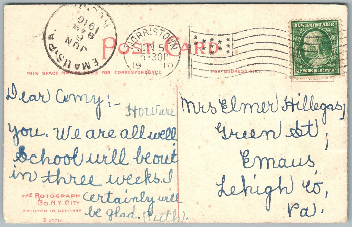 VALLEY FORGE PA VALLEY CREEK ROAD 1910 ANTIQUE POSTCARD