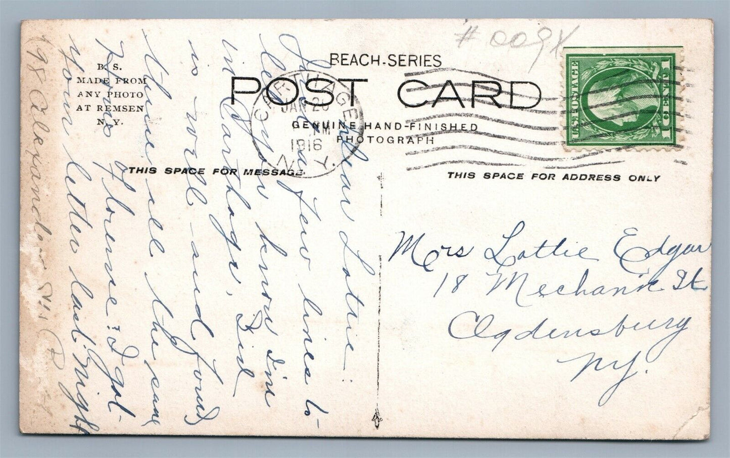 CARTHAGE NY UPPER STATE STREET 1916 ANTIQUE REAL PHOTO POSTCARD RPPC