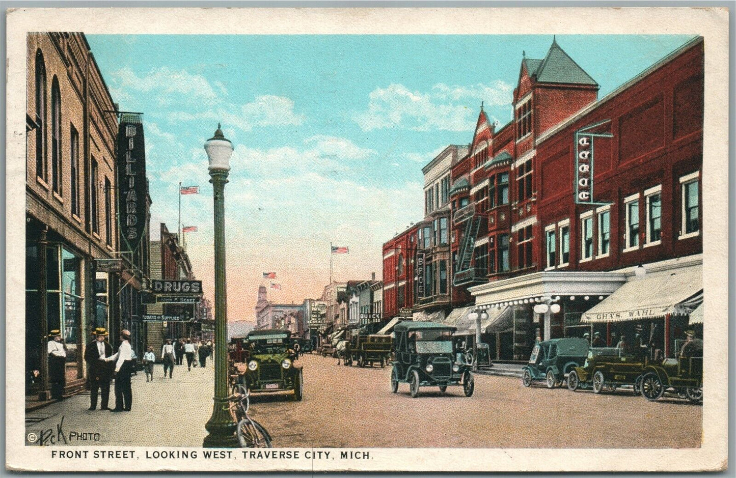 TRAVERSE CITY MI FRONT STREET ANTIQUE POSTCARD