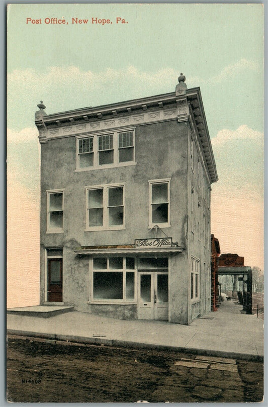 NEW HOPE PA POST OFFICE ANTIQUE POSTCARD