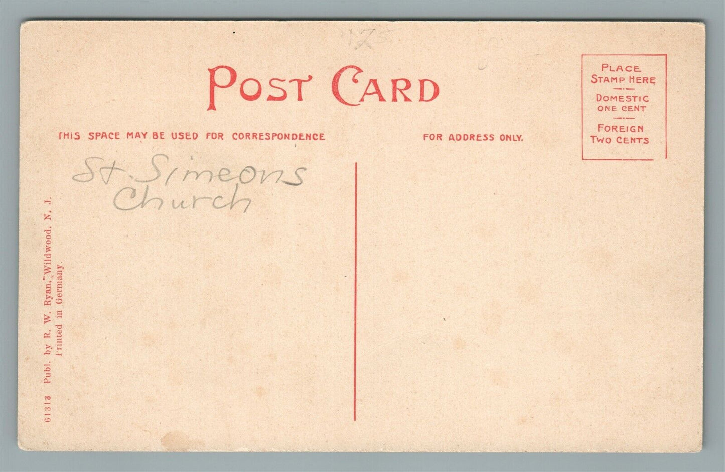WILDWOOD NJ EPISCOPAL CHURCH ANTIQUE POSTCARD