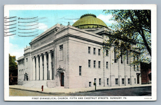 SUNBURY PA FIFTH & CHESTNUT STREET CHURCH ANTIQUE POSTCARD
