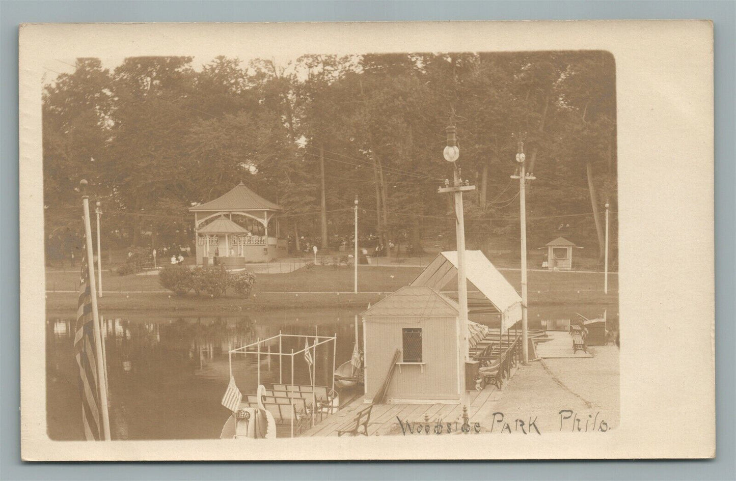 PHILADELPHIA WOODSIDE PARK PA ANTIQUE REAL PHOTO POSTCARD RPPC