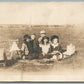 PICNIC w/ DOLLS ANTIQUE REAL PHOTO POSTCARD RPPC