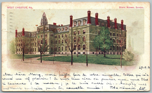 WEST CHESTER PA STATE NORMAL SCHOOL 1902 UNDIVIDED ANTIQUE POSTCARD