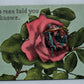 ROMANTIC COUPLE IN ROSE FLOWER ANTIQUE POSTCARD