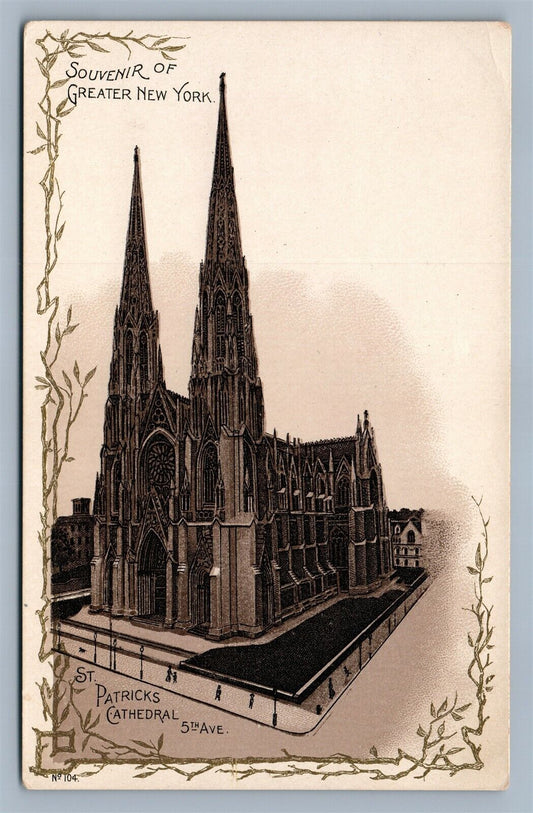 NEW YORK NY 5th AVE. ST.PATRICK'S CATHEDRAL ANTIQUE PIONEER POSTCARD