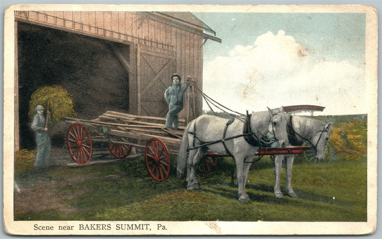 BAKERS SUMMT PA FARM SCENE ANTIQUE POSTCARD