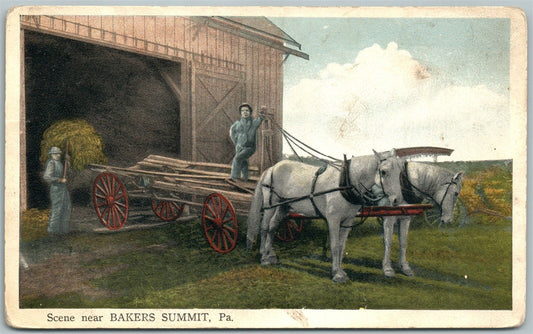 BAKERS SUMMT PA FARM SCENE ANTIQUE POSTCARD