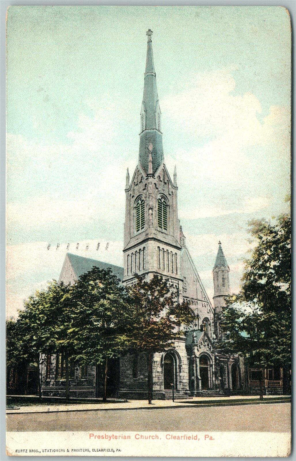 CLEARFIELD PA PRESBYTERIAN CHURCH 1910 ANTIQUE POSTCARD