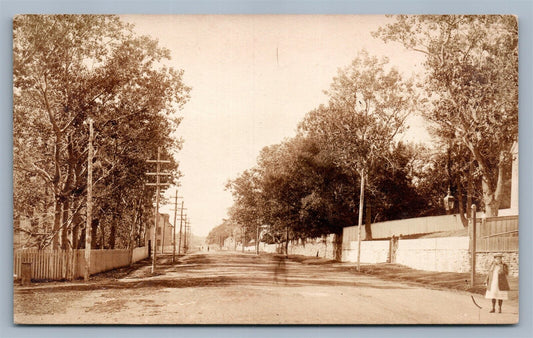 STREET SCENE inscribed HARBOR TRACE NEW F LANE ANTIQUE REAL PHOTO POSTCARD RPPC