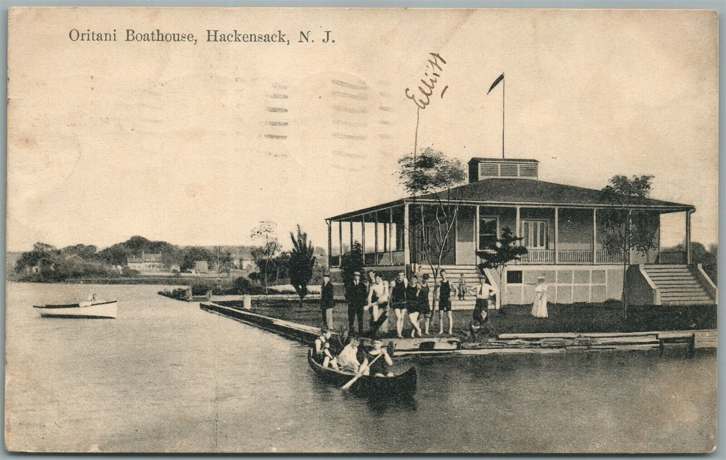 HACKENSACK NJ ORITANI BOATHOUSE ANTIQUE POSTCARD
