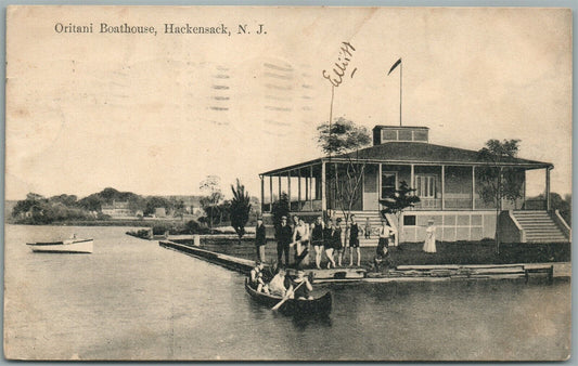 HACKENSACK NJ ORITANI BOATHOUSE ANTIQUE POSTCARD