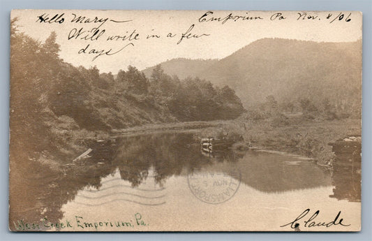 EMPORIUM PA WEST CREEK ANTIQUE REAL PHOTO POSTCARD RPPC